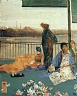 James Abbott Mcneill Whistler Famous Paintings - Variations in Flesh Colour and Green The Balcony